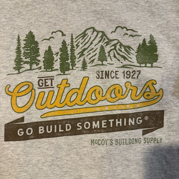 McCoy's Building Supply T-Shirt Get Outdoors Go Build Something Grey Tee Large - Picture 2 of 7